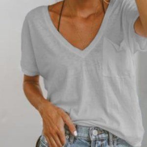 NWT MissLook Casual Short Sleeve V neck Pocket Shirt